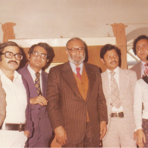 Nobel Laureate Dr Abdus Salam pictured during his visit to the Karachi Press Club.