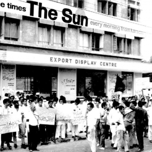 Journalists pictured during a rally in Karachi