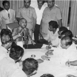 Former prime minister Zulfikar Ali Bhutto is addressing a press conference in the late 1960s